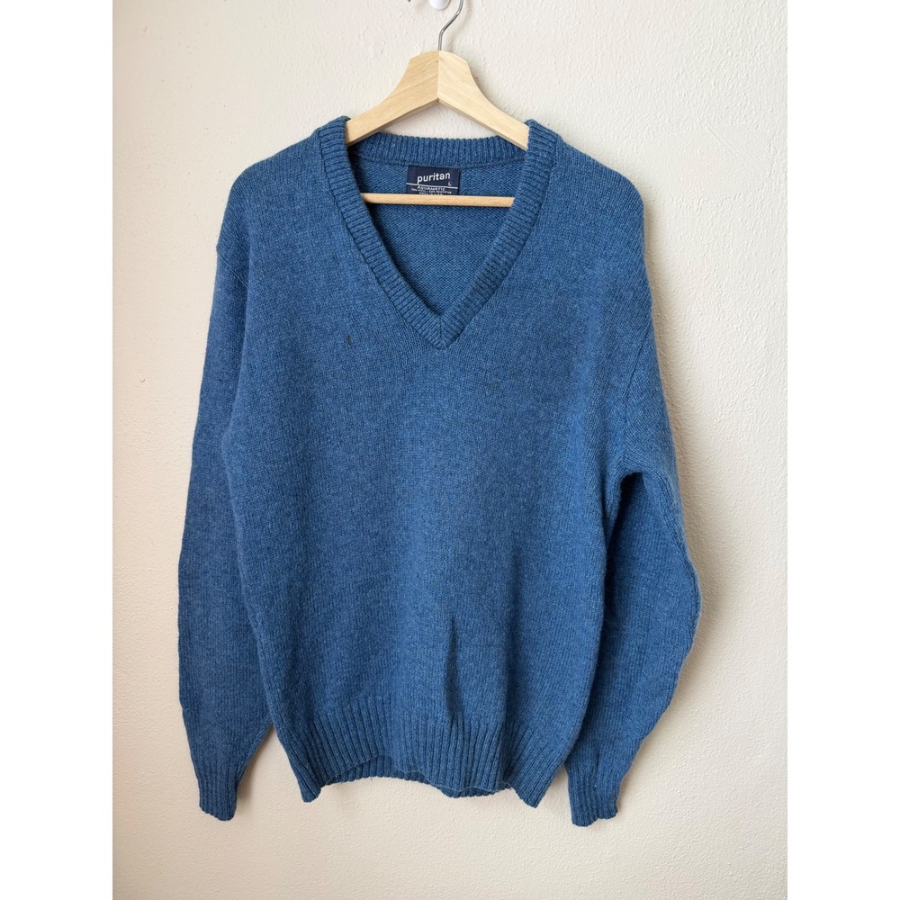 Vintage 1970s Puritan Aquamatic Wool Blend V-Neck Sweater – Made in USA